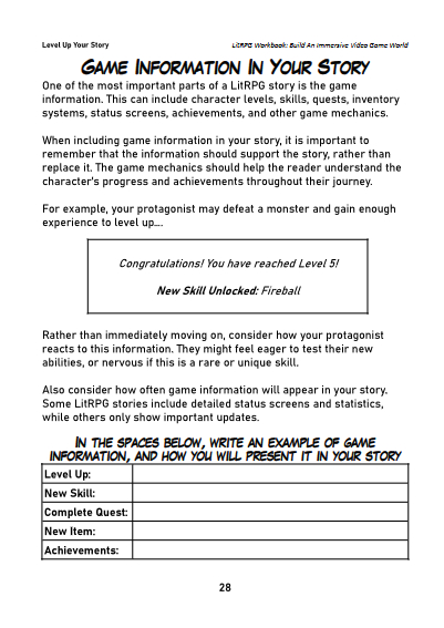 LitRPG Story Workbook Preview 28